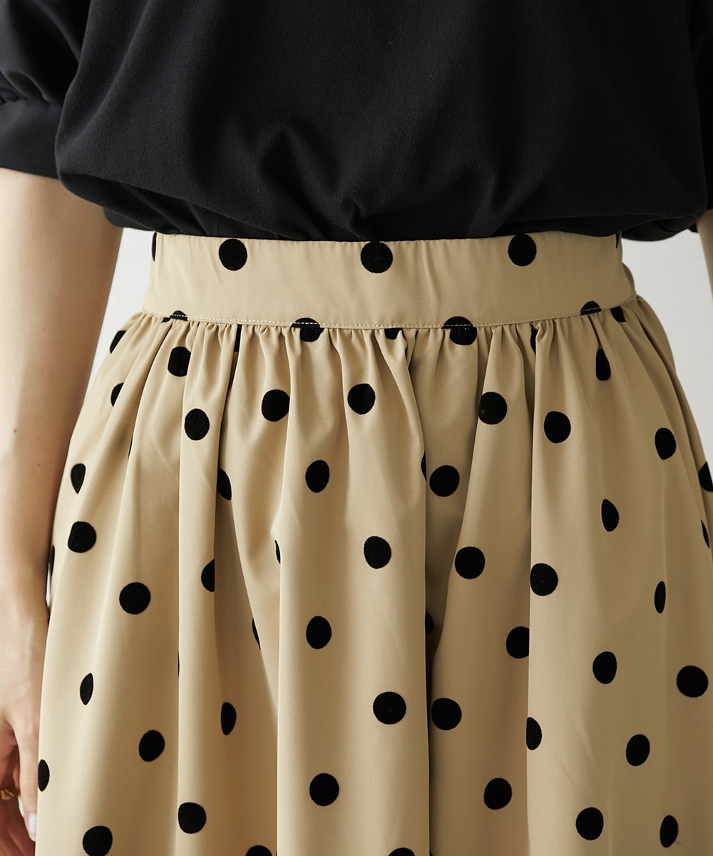 ドット柄フロッキースカート 通販【ニッセン】