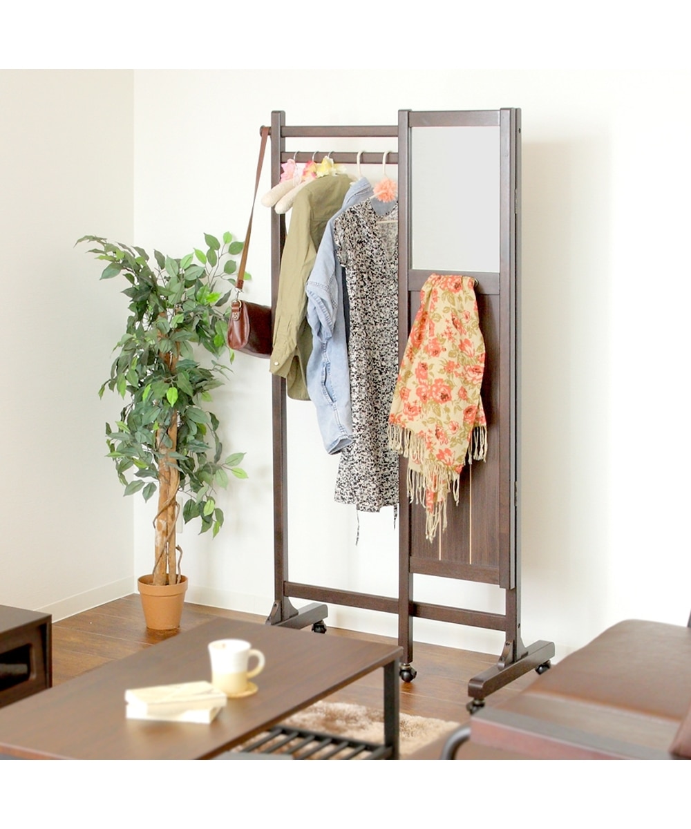 販売終了】ミラー付き折りたたみ木製ハンガーラック 通販【ニッセン】