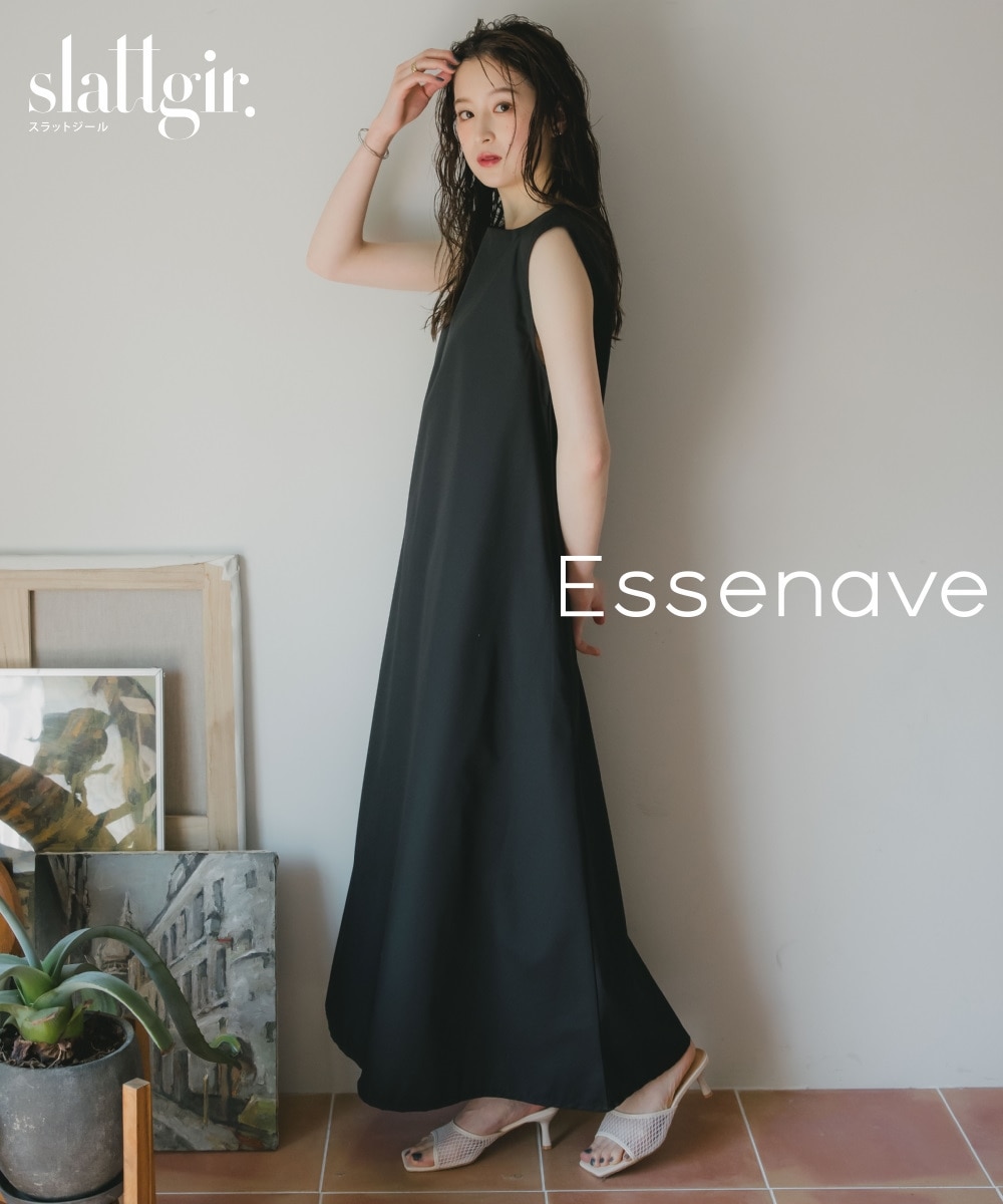 高身長 ノースリーブフレアマキシワンピース（トールサイズ）Essenave
