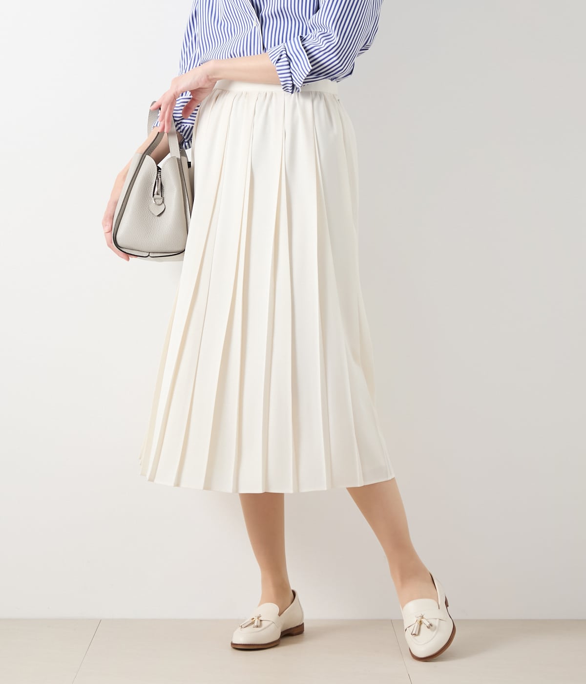 バックサテン 変形プリーツスカート(51255121-2025)｜ファッション通販