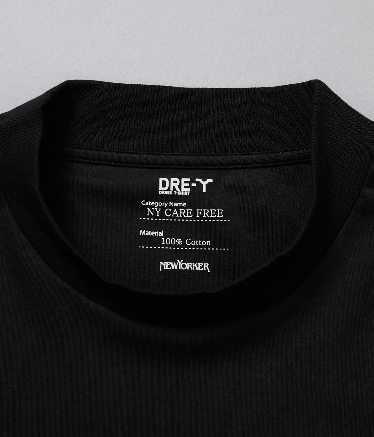 NY CARE FREE 長袖 モックネック ドレスTシャツ（ブラック）(15608663
