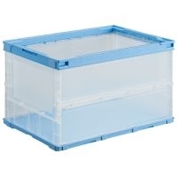 スマートオフィス】オリコン ペタンコ C-50B 蓋付 透明ブルー 三甲