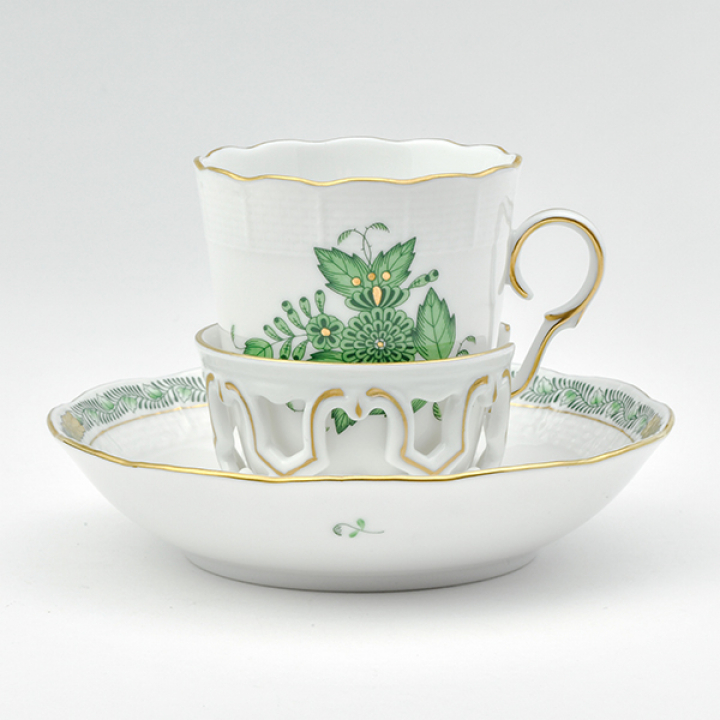 納期:最長1年】ヘレンド アポニーグリーン チョコレートカップ