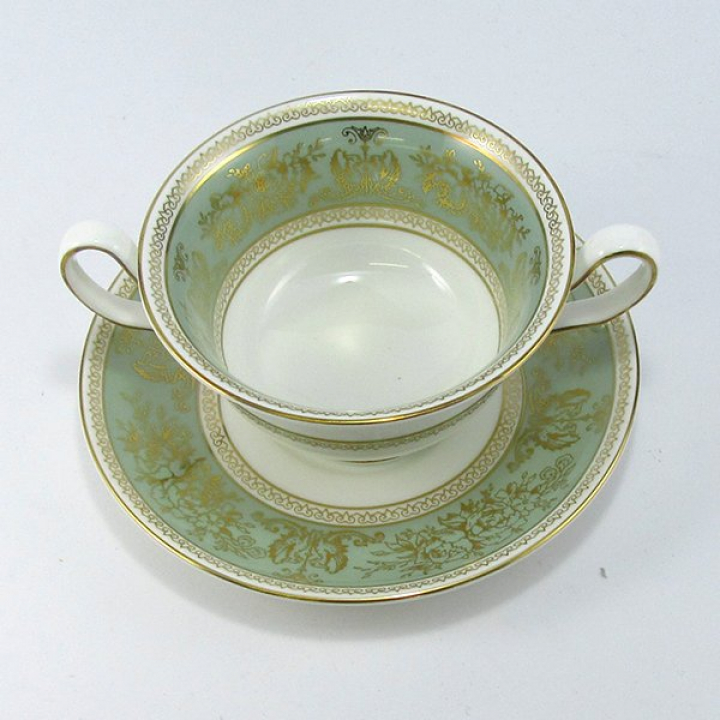 ウェッジウッド コロンビアセージグリーン スープカップ&ソーサー