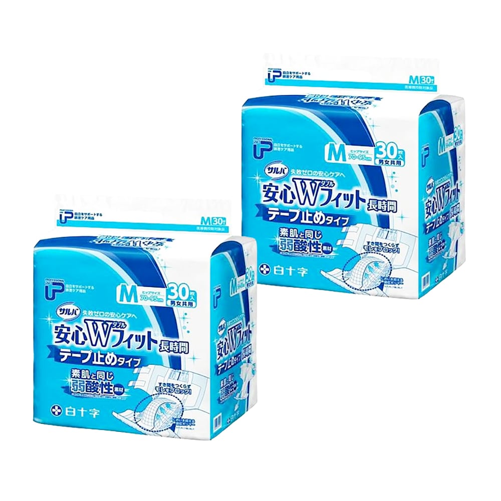 白十字 PUサルバ 安心Wフィット テープ止めタイプ Mサイズ 計60枚 (30