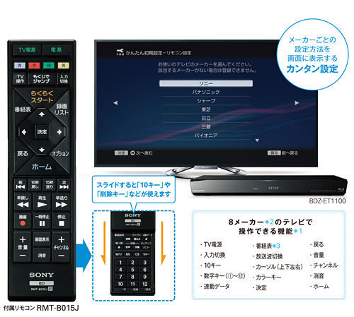 BDZ-ET2100 特長 : らくらく操作 | ブルーレイディスクレコーダー | ソニー