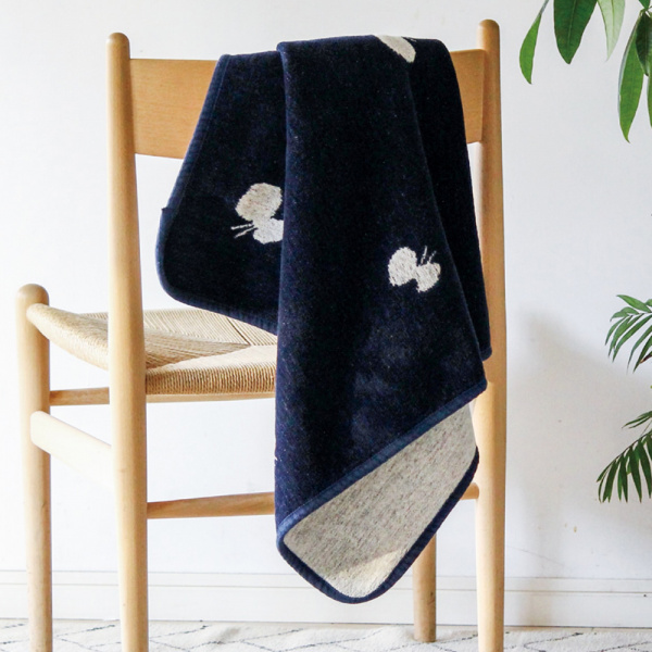 シュニールコットン ミニブランケット CHOUCHO 70×90cm / ネイビー