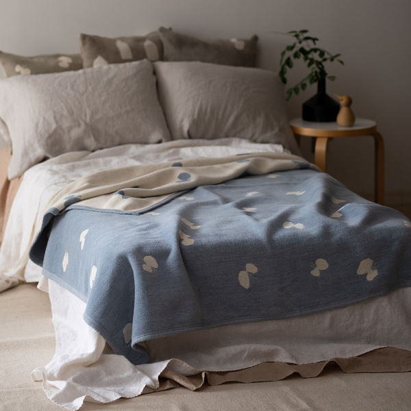 シュニールコットンブランケット シングル CHOUCHO 140×180cm / ブルー