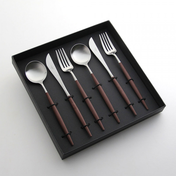 ディナー ギフト6本セット ゴア GOA / ブラウン×シルバーCutipol