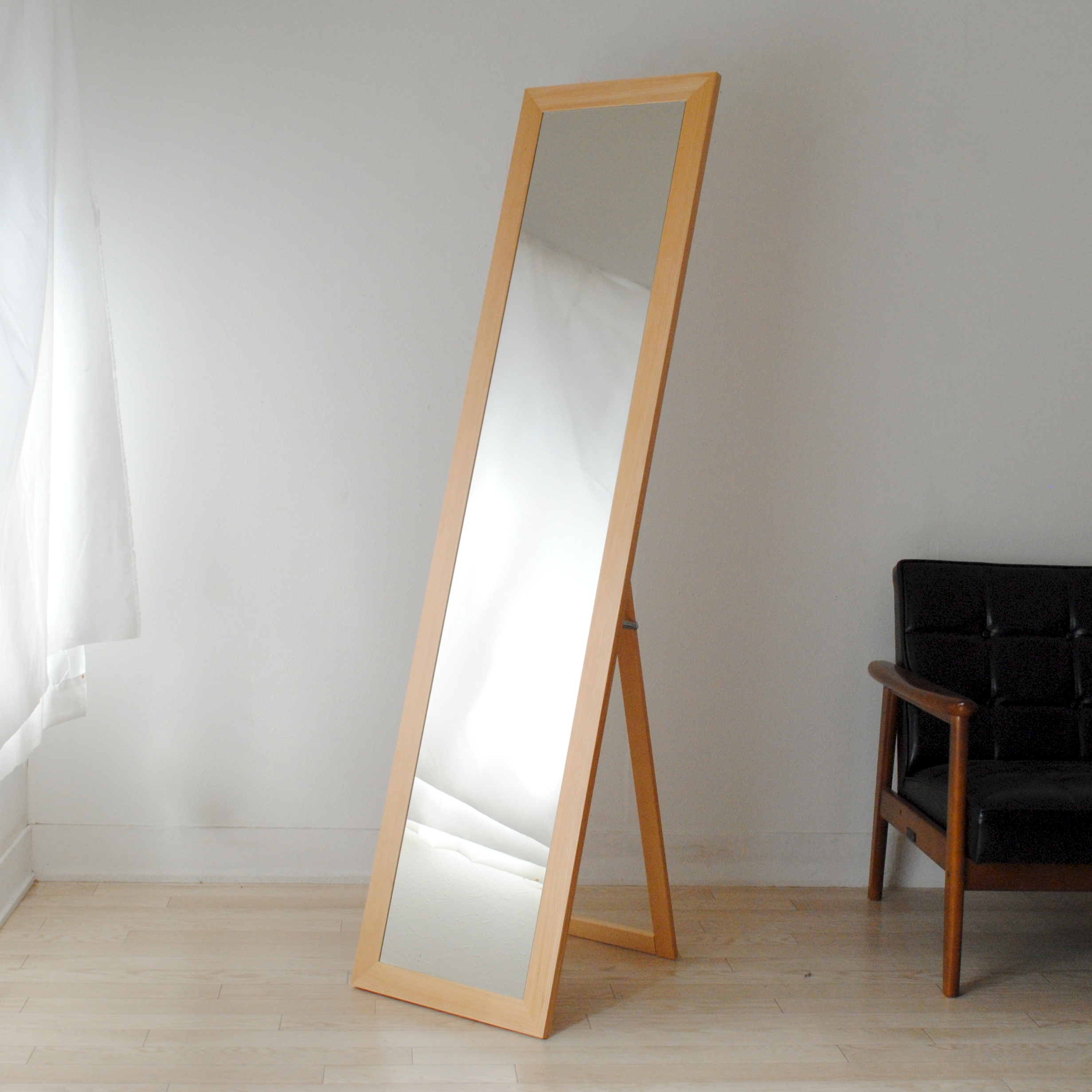 レオン スタンドミラー 全身 鏡 姿見 天然木 日本製 W400×1610