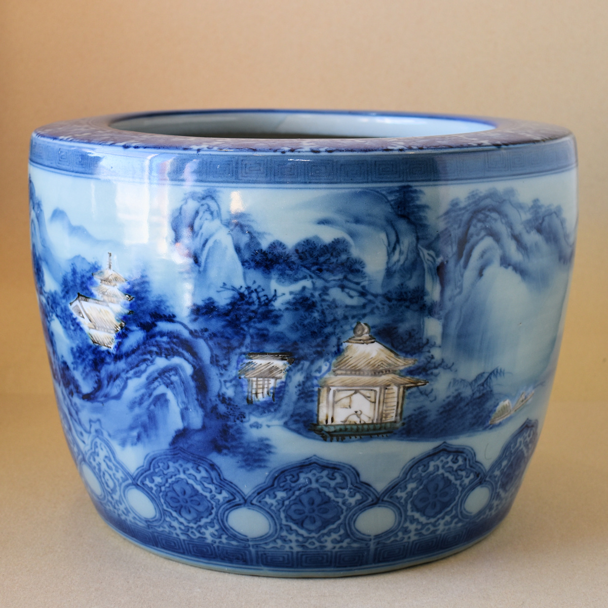 火鉢と炭道具の販売 骨董 斎明堂 / 染付火鉢