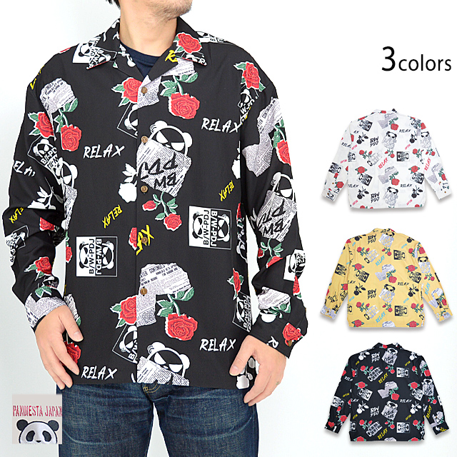 B/W-PDJ RELAXシリーズ 薔薇パンダ総柄プリントシャツ PANDIESTA JAPAN