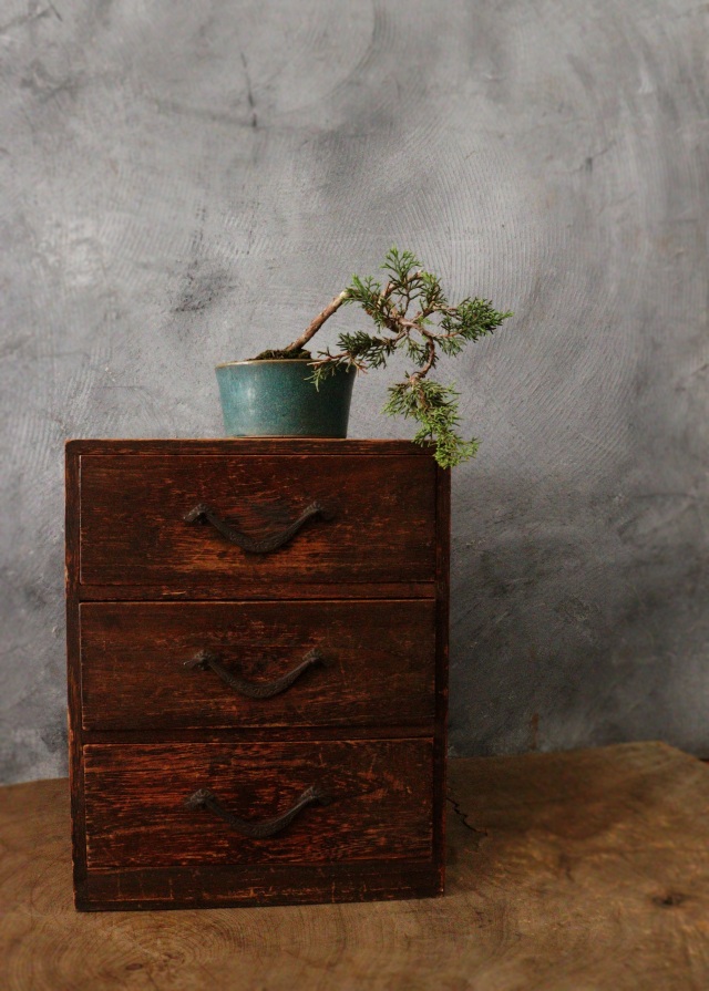 3段引出し箱 古道具 インテリア 仕切り箪笥 小箱 レターケースAntique