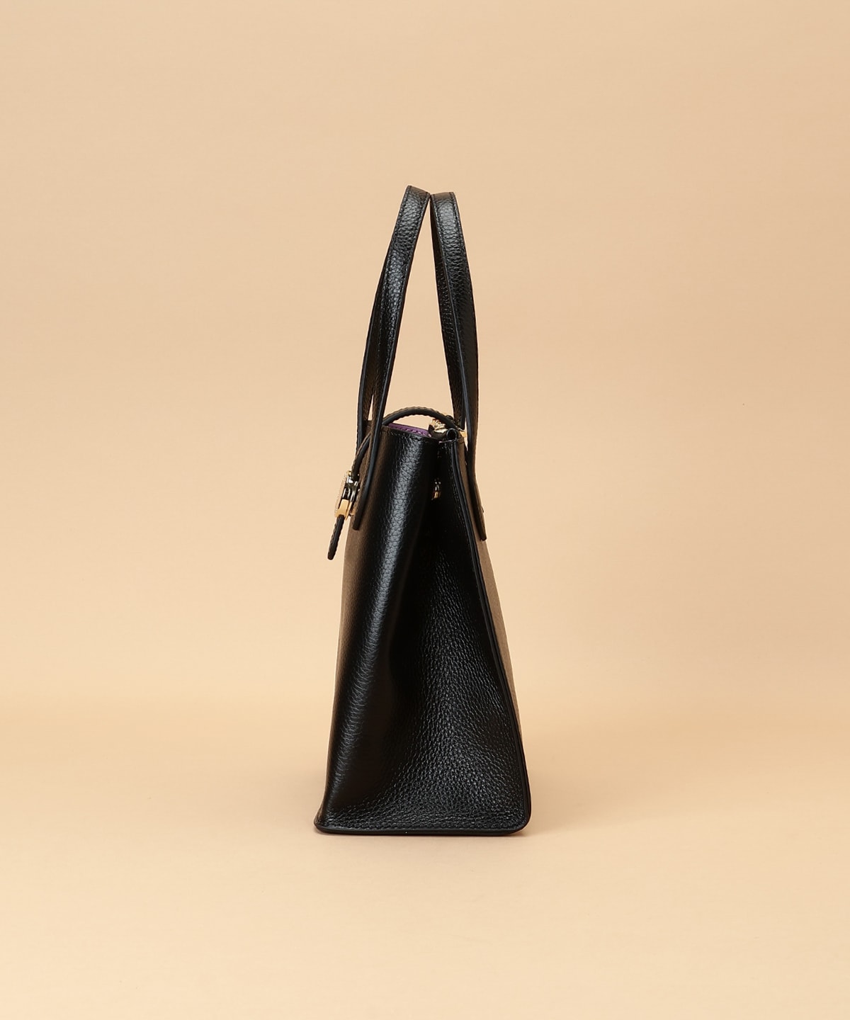 サークルモチーフスクエアレザートートバッグ 小サイズ(FREE ブラック