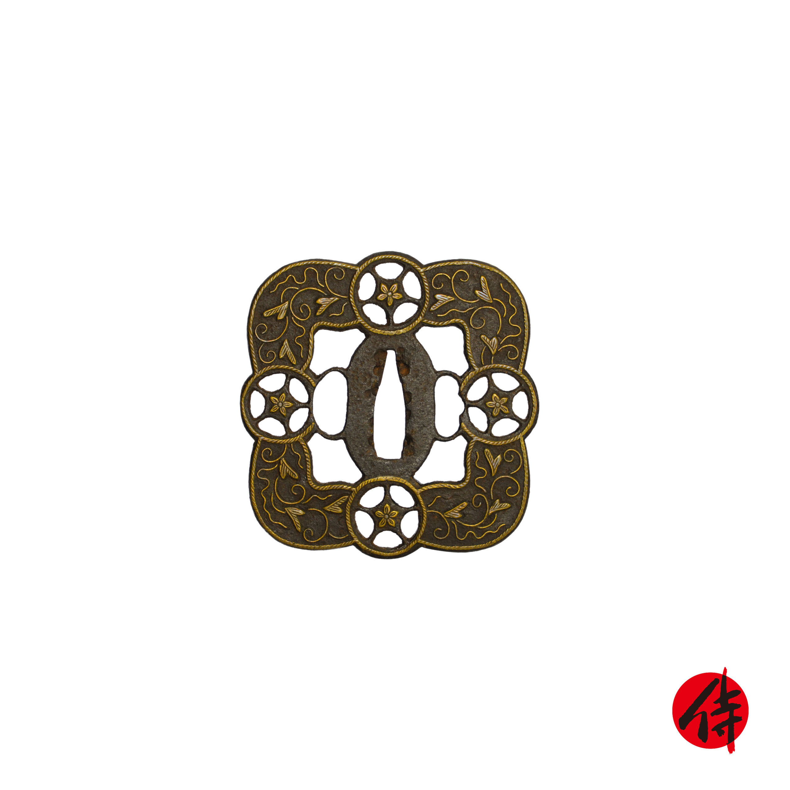 Edo period antique Heianjo Tsuba for Samurai Sword (T-549