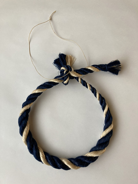 日本の伝統☆国産大麻（精麻）・しめ縄《藍染め》、《茜染め