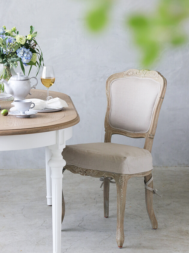 SGDダイニングチェアCHARM用シートカバーナチュラルリネン - サラグレース