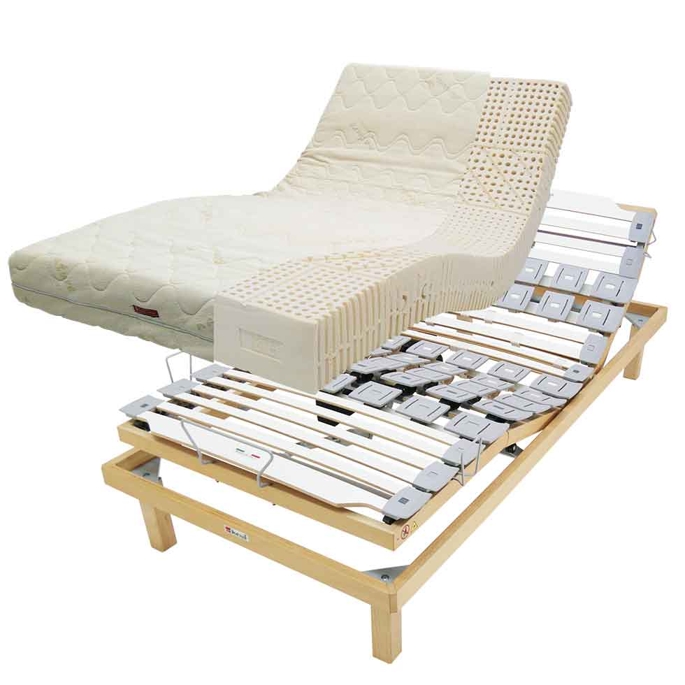 木製4カ所独自電動リクライニングベッドとラテックスマットレス，寝