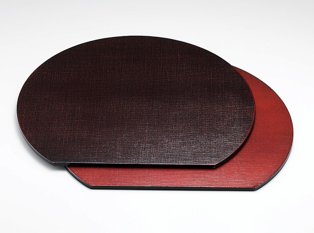 ランチョンマットお盆・お膳-越前塗 布目 両面半月ランチョンマット［1