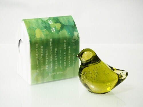 仙台ガラス ことり（お家の形のBOX入り）【海馬ガラス工房】KAIBA