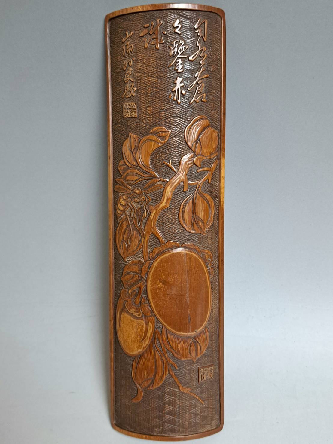 1枚板銘木衝立 鴛鴦、松、竹彫刻 松竹の自然美を深彫りで描いた彫刻