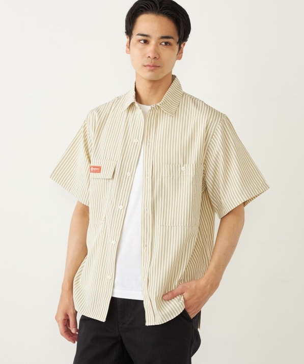 SHIPS Colors別注】Engineer:ストライプ ショートスリーブ シャツ