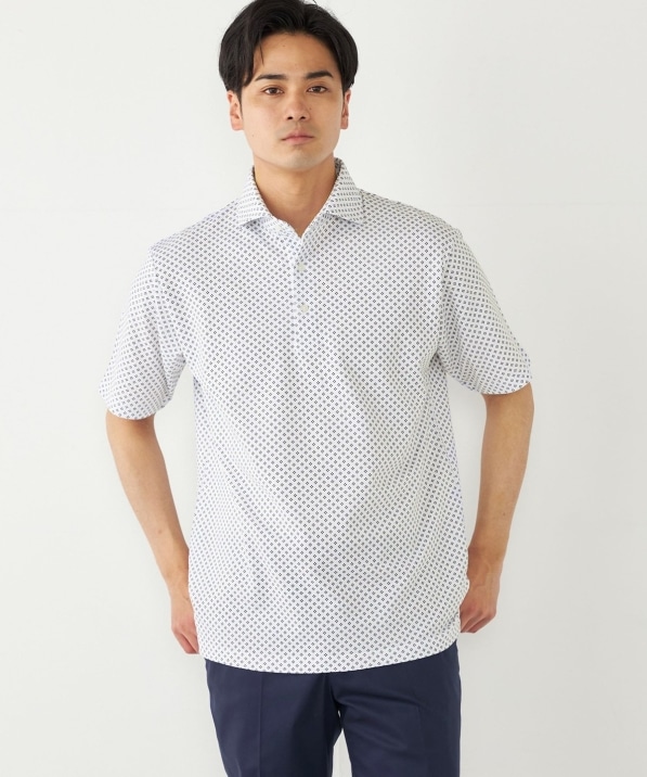 SHIPS Colors:〈吸水速乾〉カノコ プリント ワイドカラー ポロシャツ