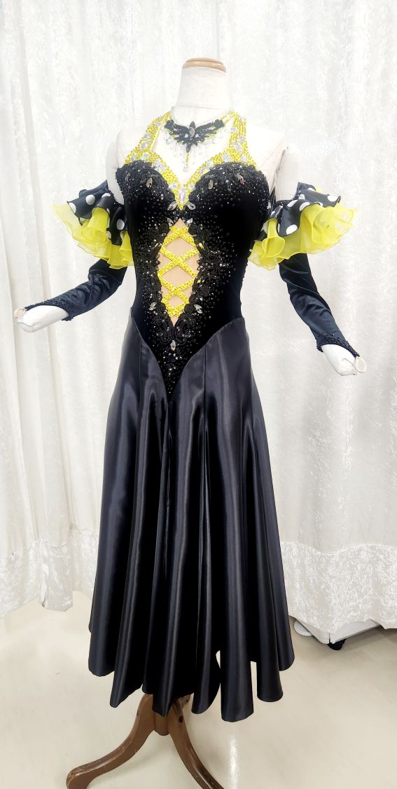 試着・レンタル・購入】黒のパソドレス464-SM 【公式】社交ダンス