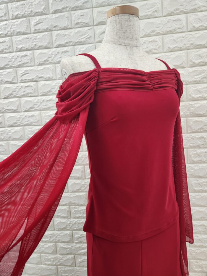 パーティー レッスン兼用セットアップ 上下セット赤 社交ダンス 【公式