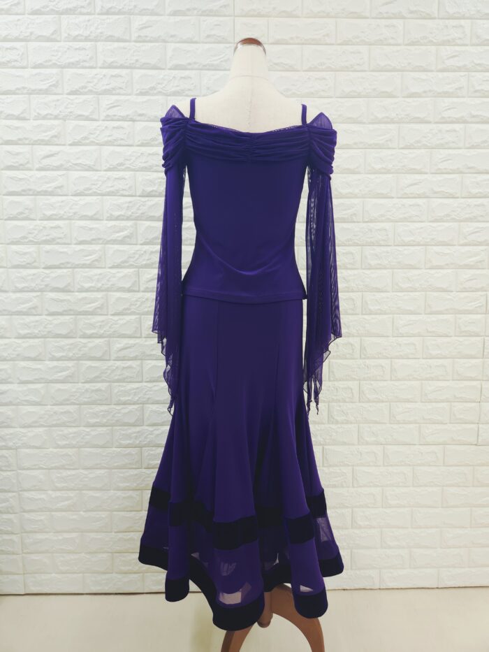 パーティー レッスン兼用セットアップ 上下セット濃紫 社交ダンス