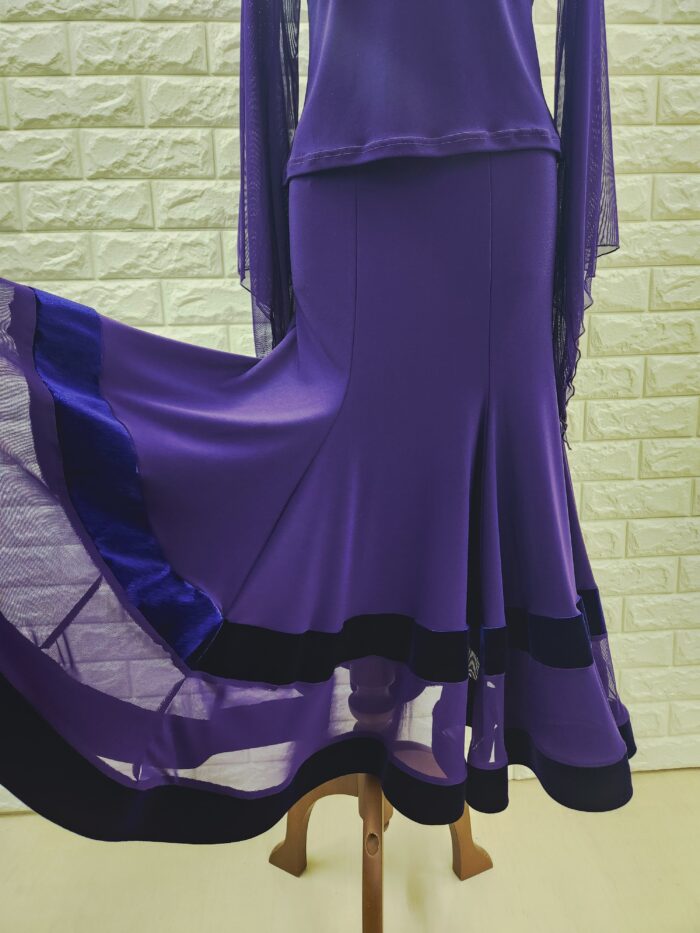 パーティー レッスン兼用セットアップ 上下セット濃紫 社交ダンス