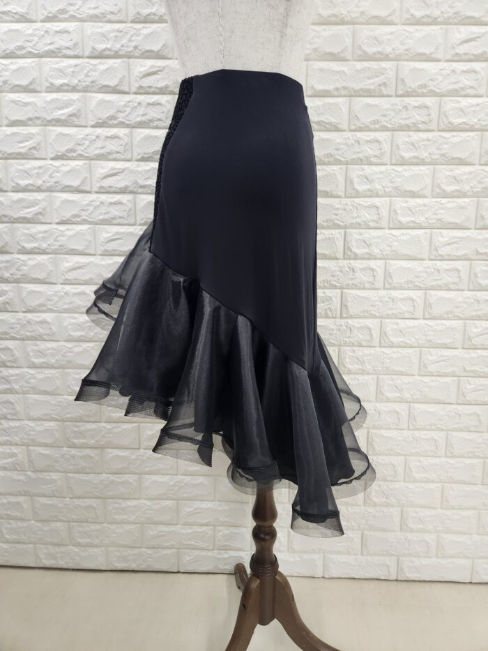 社交ダンスラテンスカート レッスン＆パーティー ブラック3822 【公式