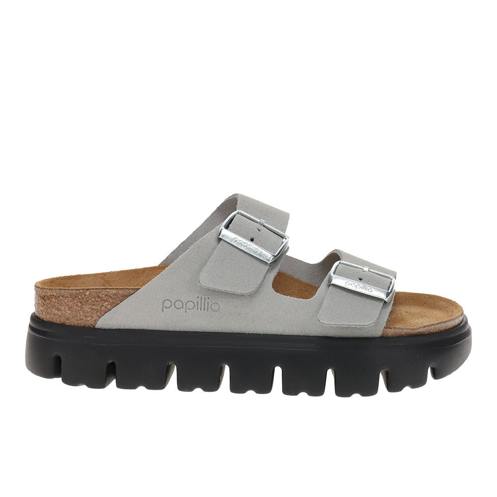 Shop Grey Womens Arizona Chunky Suede Leather Sandals – Shoebacca