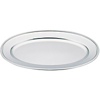 三宝産業 YUKIWA UK 18-8 ステンレス 小判皿 菊渕 305×210mm 12インチ