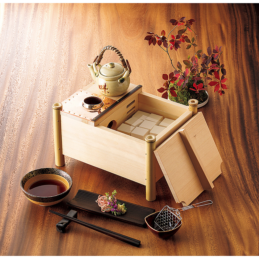 新木曽ひのき湯豆腐桶 標準3点セット - 調理器具のSHOKUBI