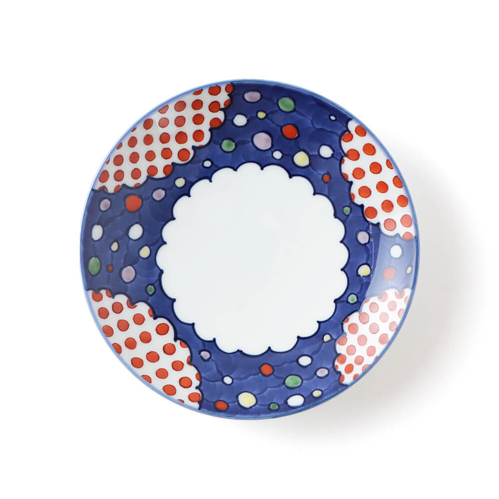 染錦間取水玉 銘々皿 ｜ 有田焼の源右衛門窯公式オンラインショップ