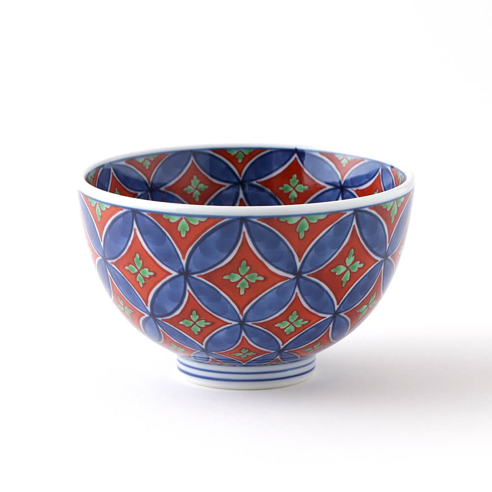 染錦七宝紋（緑） 飯碗 ｜ 有田焼の源右衛門窯公式オンラインショップ