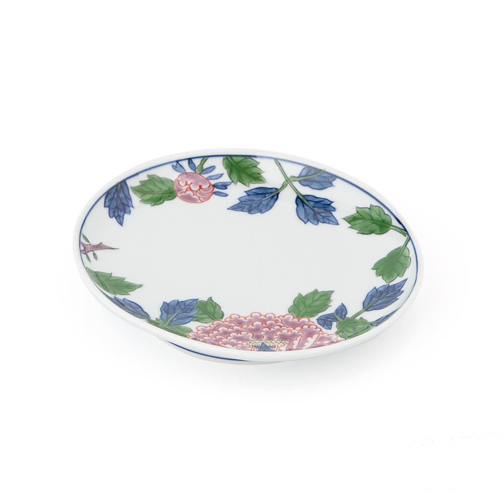染錦紫牡丹絵（楕円・小）皿 ｜ 有田焼の源右衛門窯公式オンラインショップ