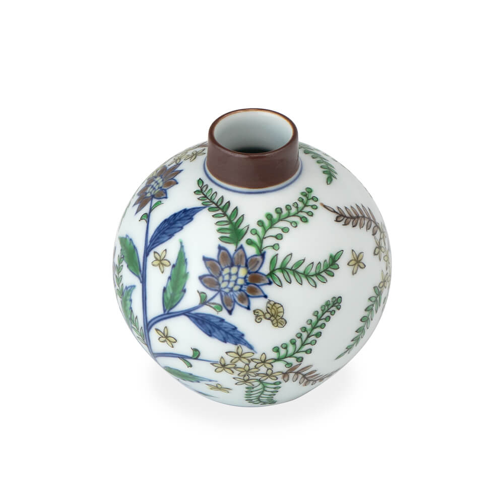 染錦更紗手花蝶文 小花瓶 ｜ 有田焼の源右衛門窯公式オンラインショップ