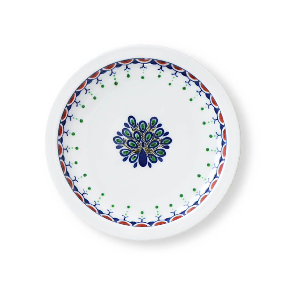 忙しくてごめんなさい 有田焼 陶扇 錦絵 銘々皿 孔雀 花鳥 輪花 吉祥紋