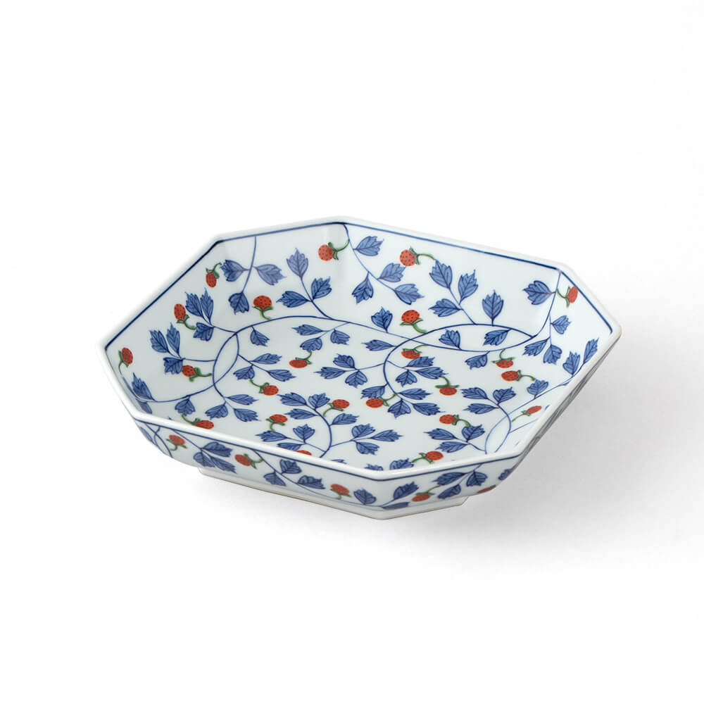 染錦苺絵 (赤) 方皿 ｜ 有田焼の源右衛門窯公式オンラインショップ