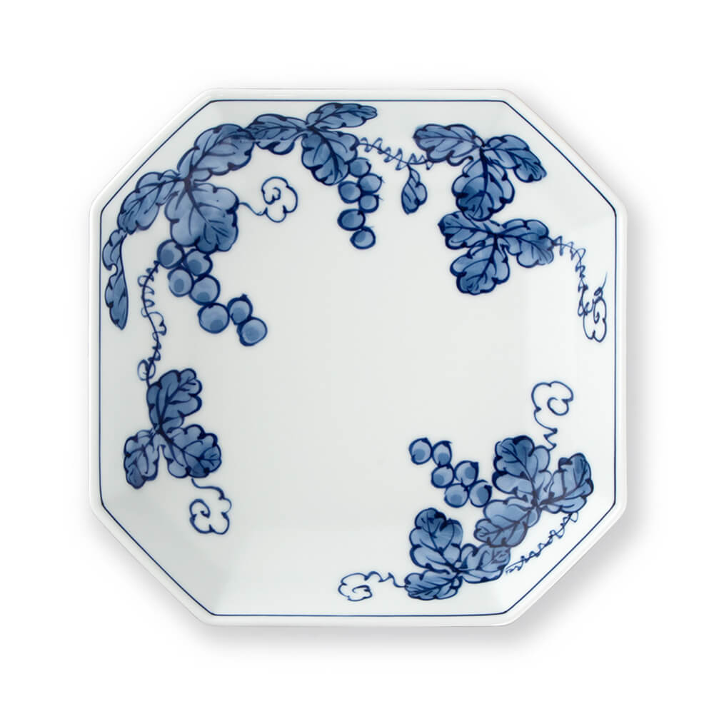 染付葡萄絵 方皿 ｜ 有田焼の源右衛門窯公式オンラインショップ