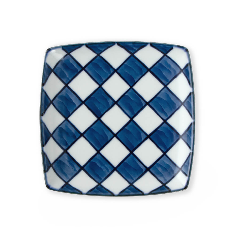 染付市松紋 銘々皿（角型） ｜ 有田焼の源右衛門窯公式オンラインショップ