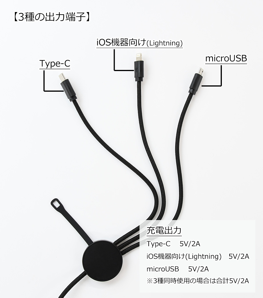 マルチ充電ケーブル｜最安値￥726|ほしい！ノベルティ