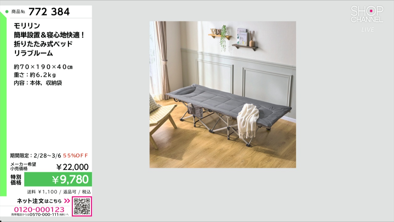 モリリン 簡単設置＆寝心地快適！ 折りたたみ式ベッド リラブルーム