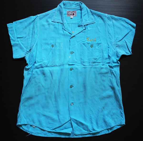 50s King Louieキングルイ チェーン刺繍 レーヨン ボウリングシャツ