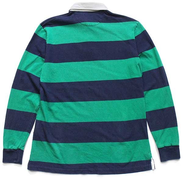 ポロ ラルフローレン 太ボーダー コットン ラガーシャツ 緑×紺 S