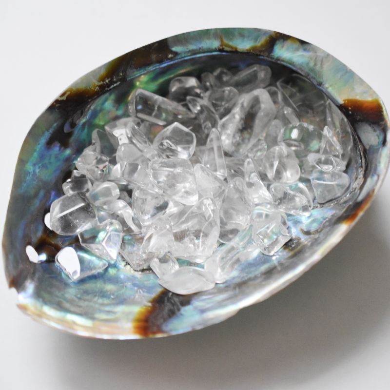 正常タイプ【残り7】浄化用クリスタル と アバロンシェルトレイ セット