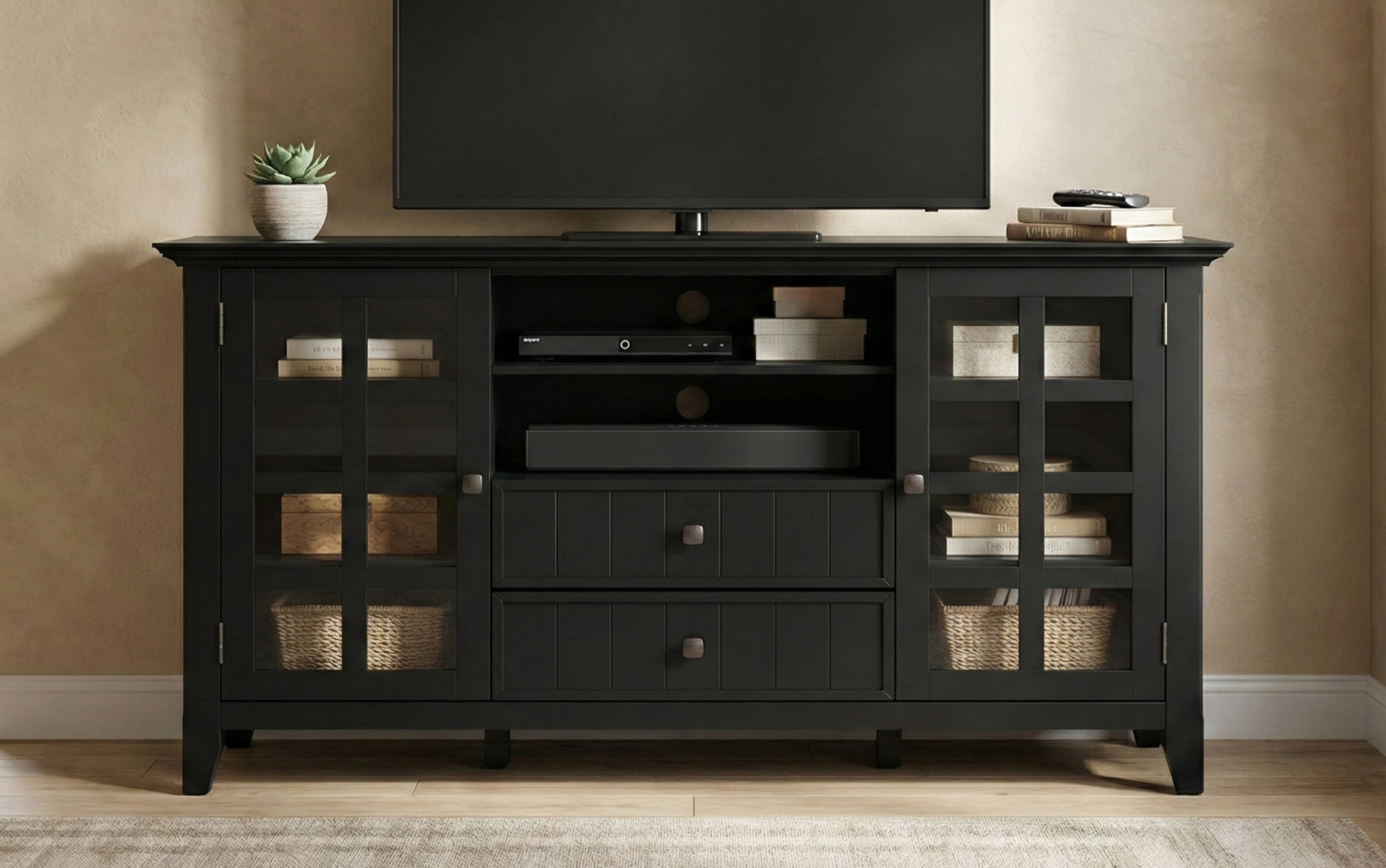 Solid Wood TV Stand | Acadian Tall TV Media Stand – Simpli Home
