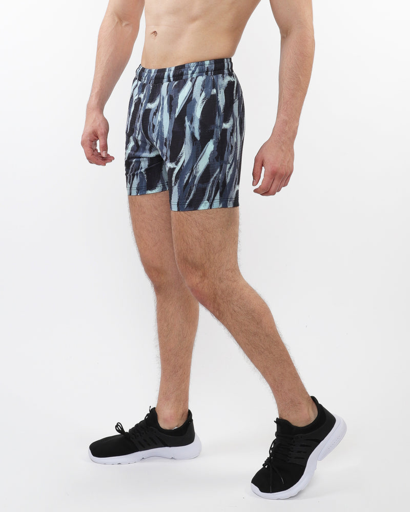 Aloe/Black Brushstrokes Mesh Performance Shorts